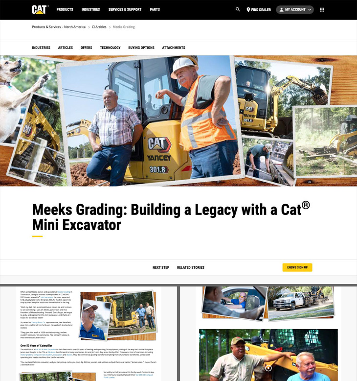 Meeks Grading Customer Story on Cat.com